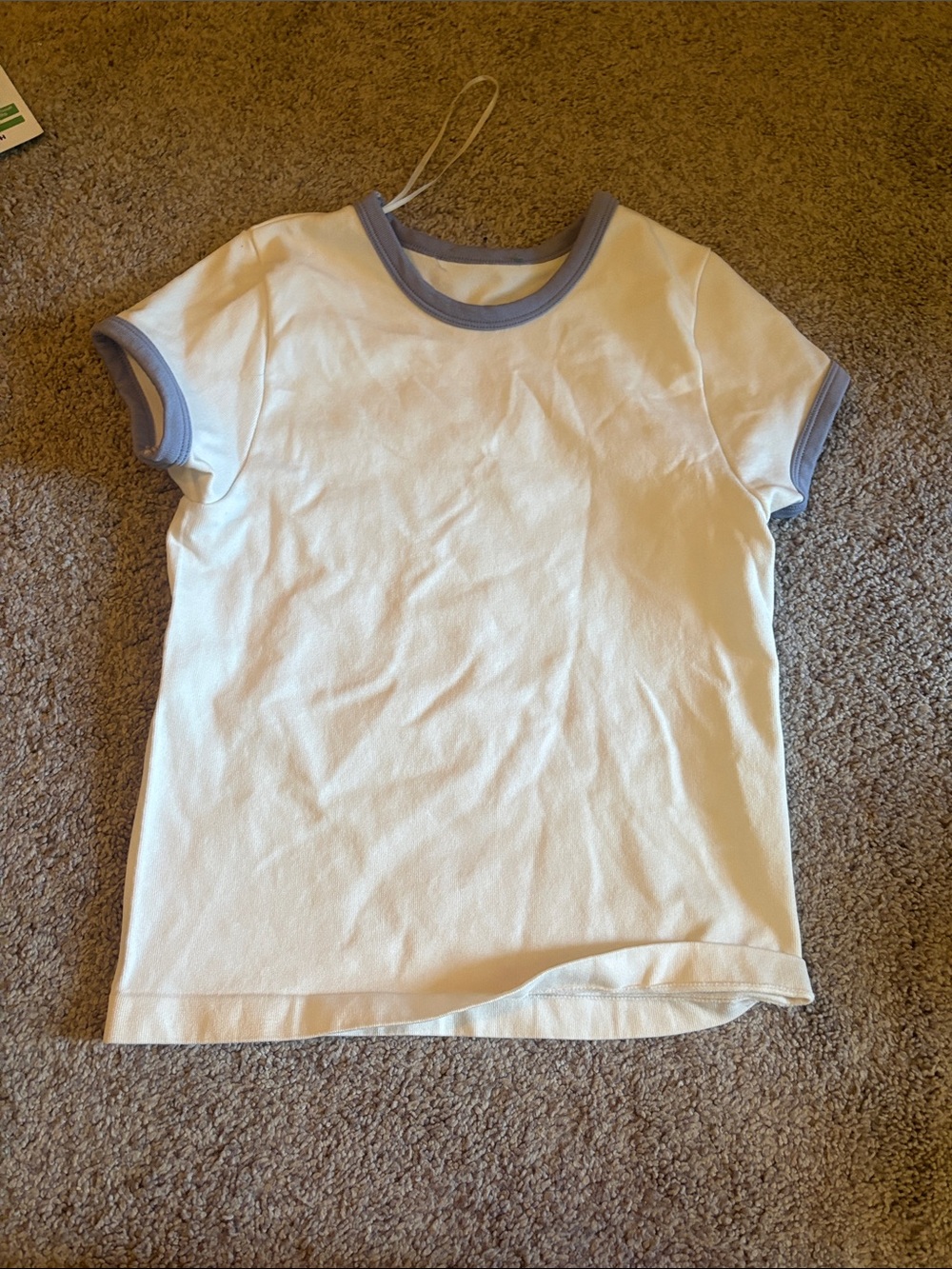 T.J.Maxx White Short Sleeve Tee with Light Gray Trim